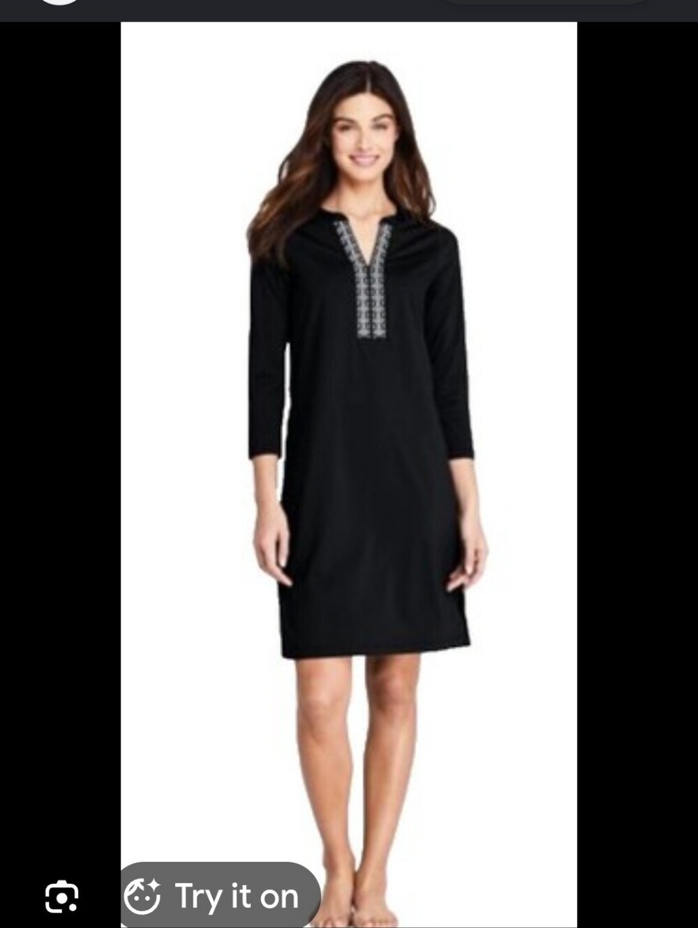 Lands' End Swimsuit Coverup Dress Size Small Nylon Spandex 3/4 Sleeve